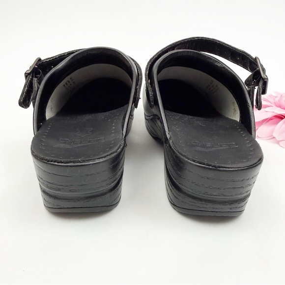 Dansko Ingrid Oiled Leather Clogs Slingback Adjustable Black - Picture 8 of 16
